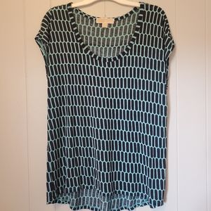 Michael Kors | Teal and Black Short Sleeve Top